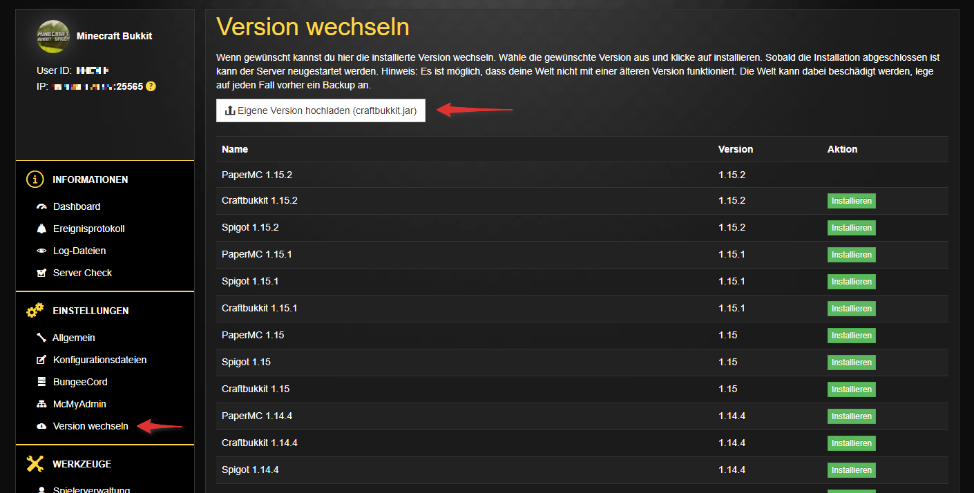 Minecraft Server manuell installieren NITRADO