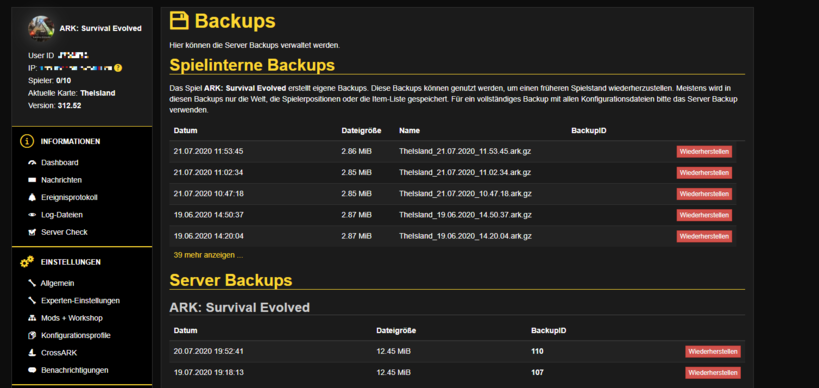 ARK Backups