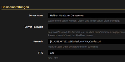 Arma Reforger Webinterface Einstellungen Allgemein
