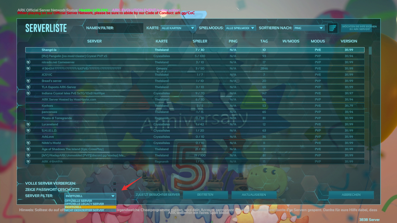 Verbinden mit ARK Server (Epic Store Version) NITRADO