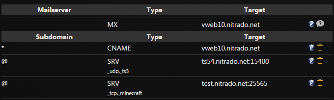 Using a Top-Level-Domain for voice-,gameserver and a webspace simultaneously