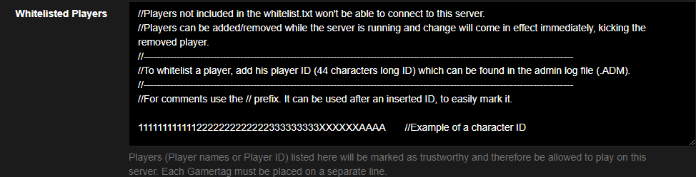 Whitelisted players