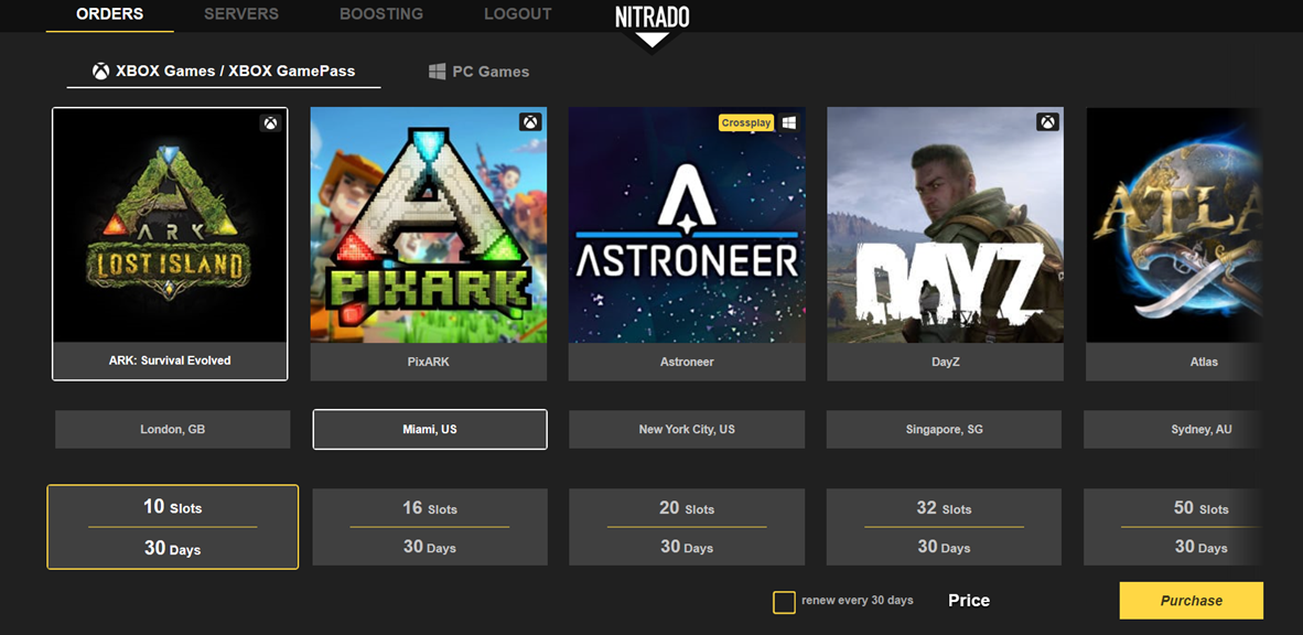 Renting a Nitrado Xbox Server NITRADO